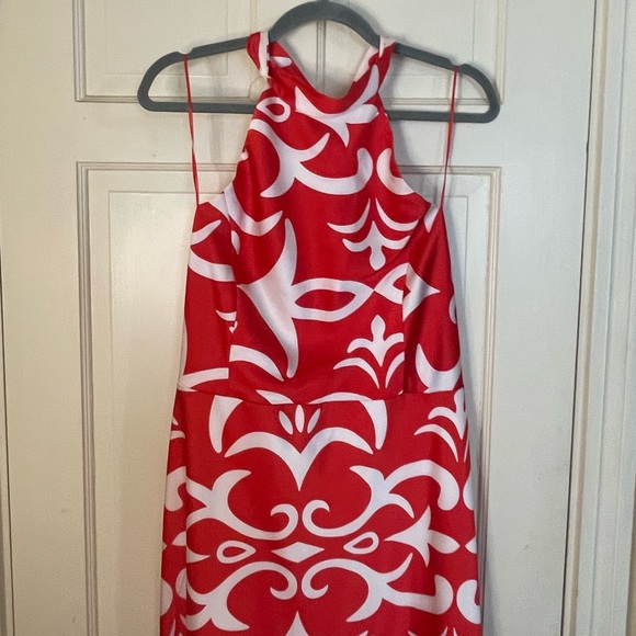 Joie Red & White Pattern Halter Midi Dress Women’s Size XL Tropical Resort NWT - Picture 8 of 10